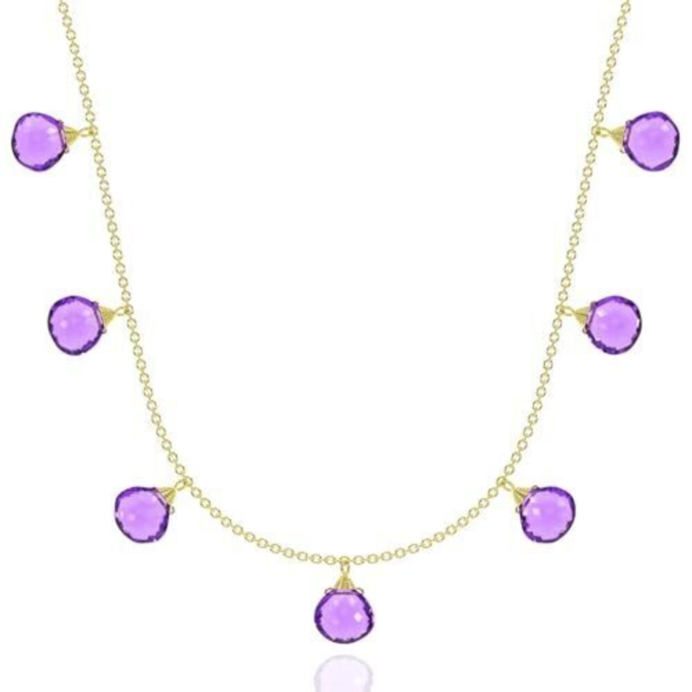 9148 Amethyst Necklace , Premium Tear Drop Gold Necklaces - Tarnish Free
